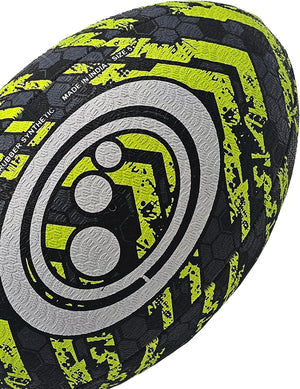 Street Rugby Ball Size 4 – Black/Yellow, Durable, High Visibility - Optimum