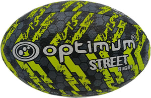 Street Rugby Ball Size 4 – Black/Yellow, Durable, High Visibility - Optimum