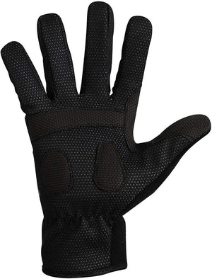 Black waterproof winter cycling glove, palm view with grippy dotted palm and padding, on white - Optimum