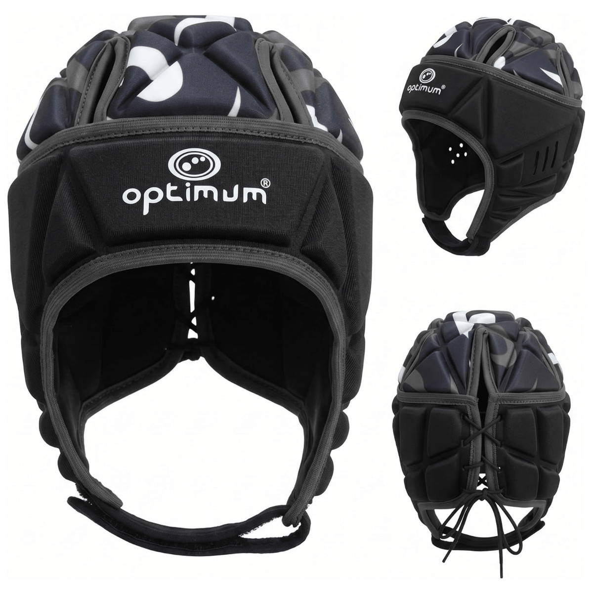 Optimum Razor rugby headguard, black and silver - Optimum