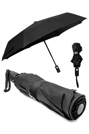 Optimum Unisex' s Black Automatic Umbrella Windproof Reinforced Frame, Small - Optimum