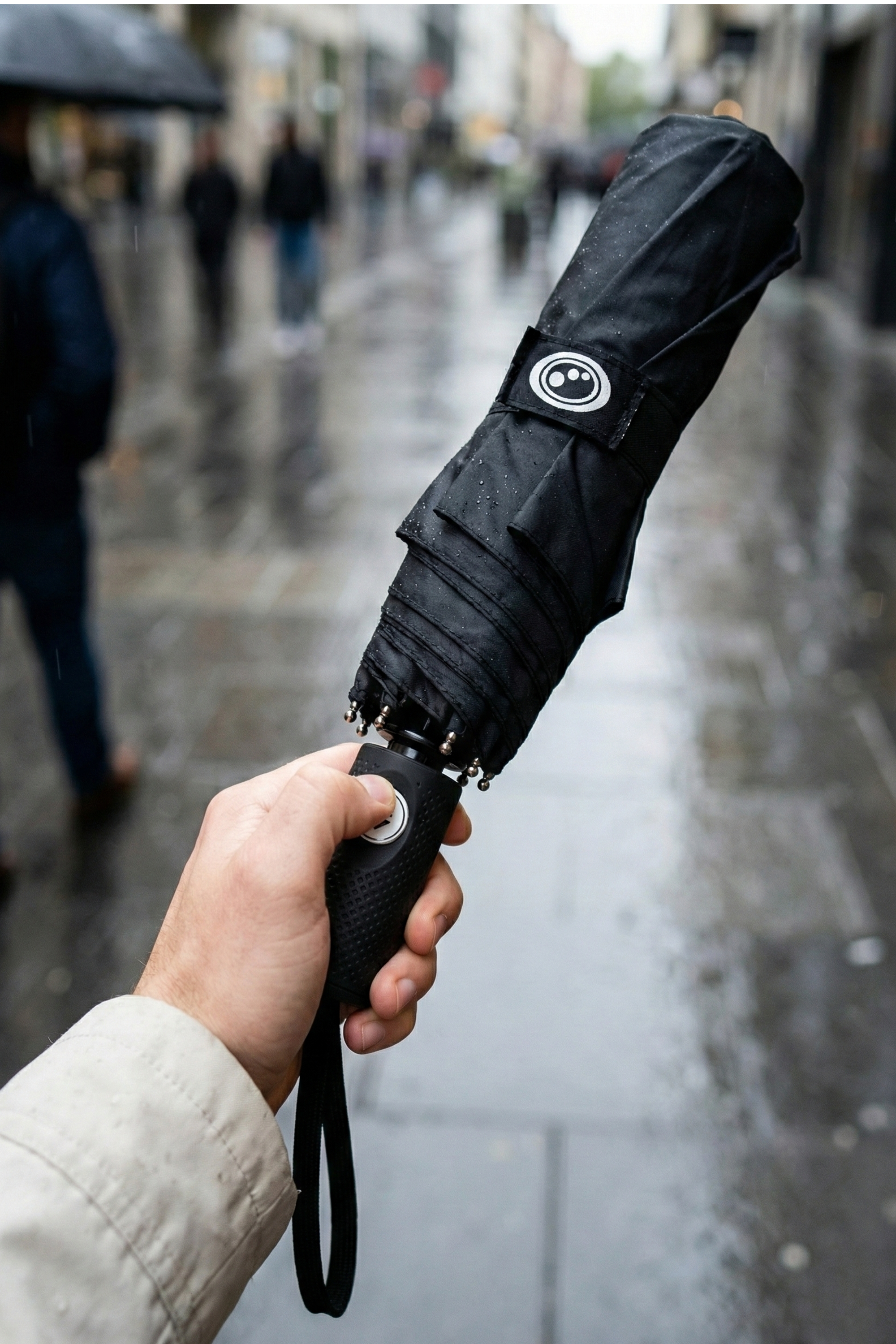 Optimum Unisex' s Black Automatic Umbrella Windproof Reinforced Frame, Small - Optimum