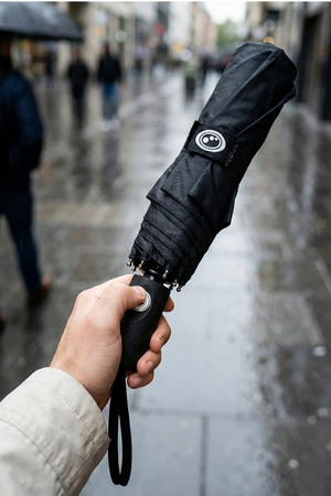 Optimum Unisex' s Black Automatic Umbrella Windproof Reinforced Frame, Small - Optimum