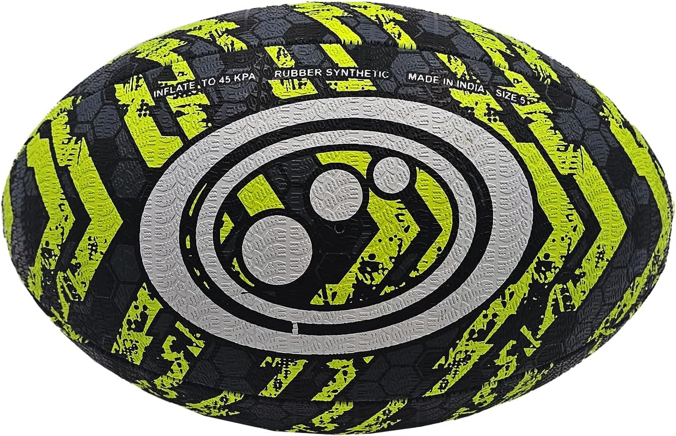 Street Rugby Ball Size 3 – Black/Yellow, Durable, Outdoor Use - Optimum