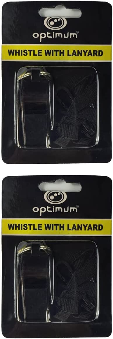 Optimum Plastic Sports Whistles with Lanyard - Coaches and Referees - PACK 2 - Optimum