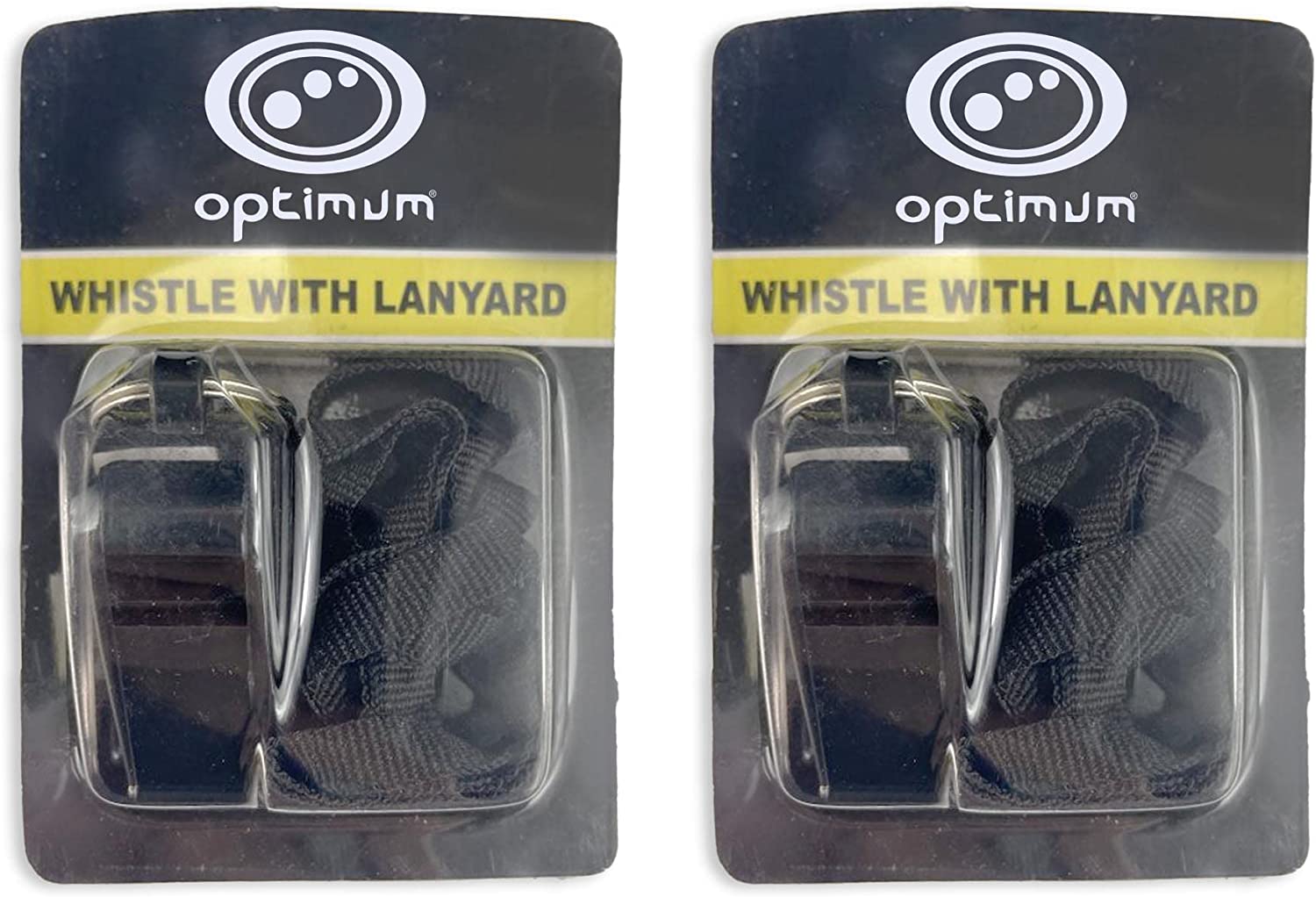Optimum Plastic Sports Whistles with Lanyard - Coaches and Referees - PACK 2 - Optimum