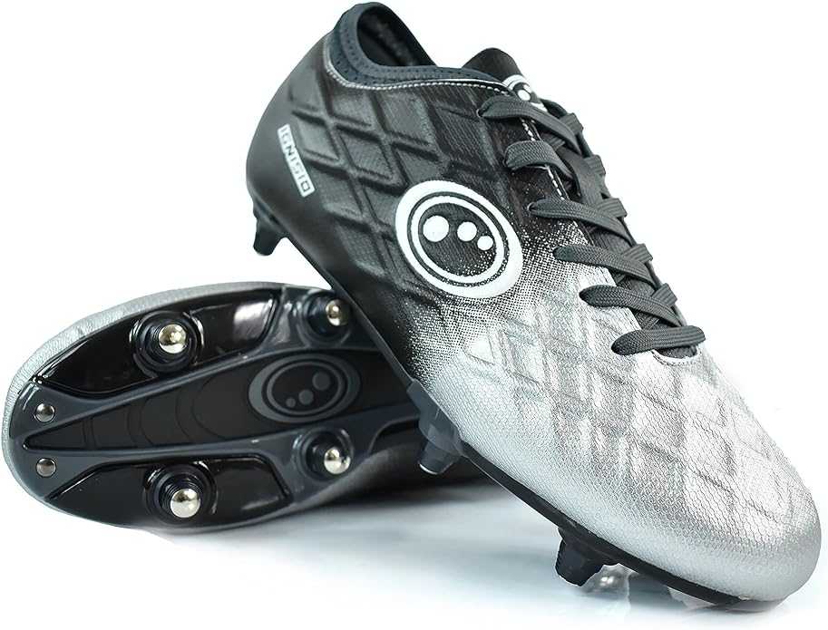 Junior Silver Fade Ignisio Football Boot – Lace-Up with 6 Studs - Optimum