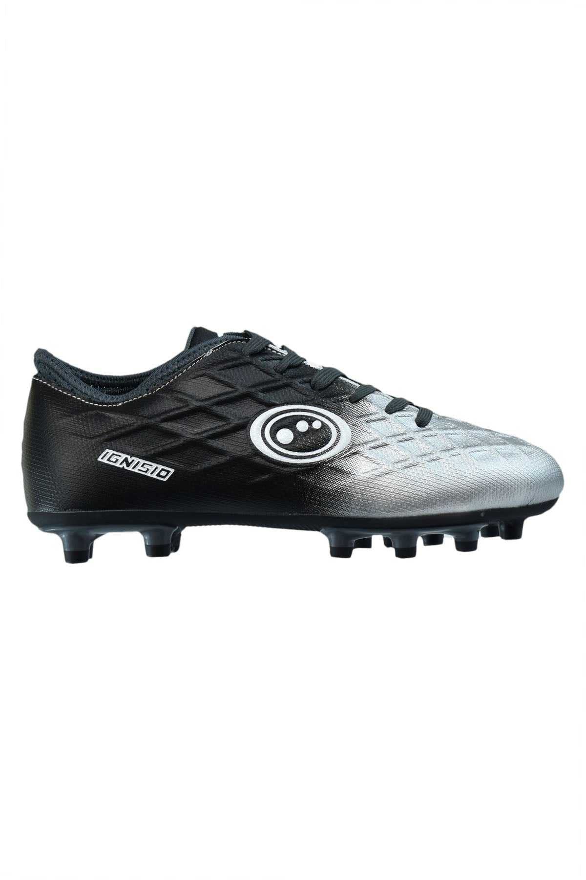 Junior Silver Fade Ignisio Lace-Up 6 Stud Football Boot - Optimum