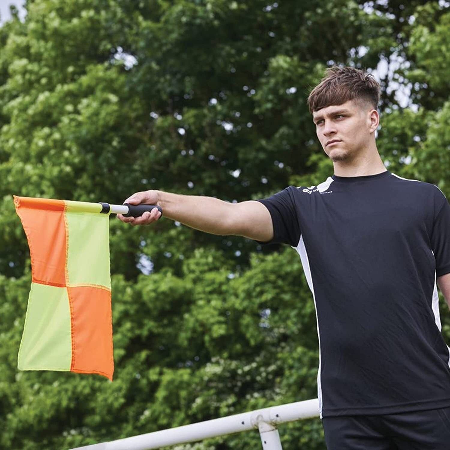 Optimum Linesman Flag With Carry Bag- High Visibility, Durable, and Reliable - Essential Equipment for Referees Pack of 2, Yellow/Orange - Optimum