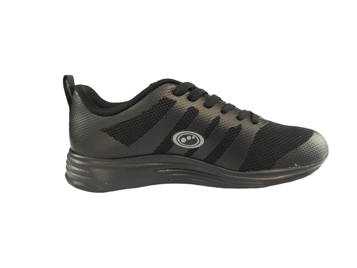 Mesh Top School Trainer Lace Up Black - Optimum