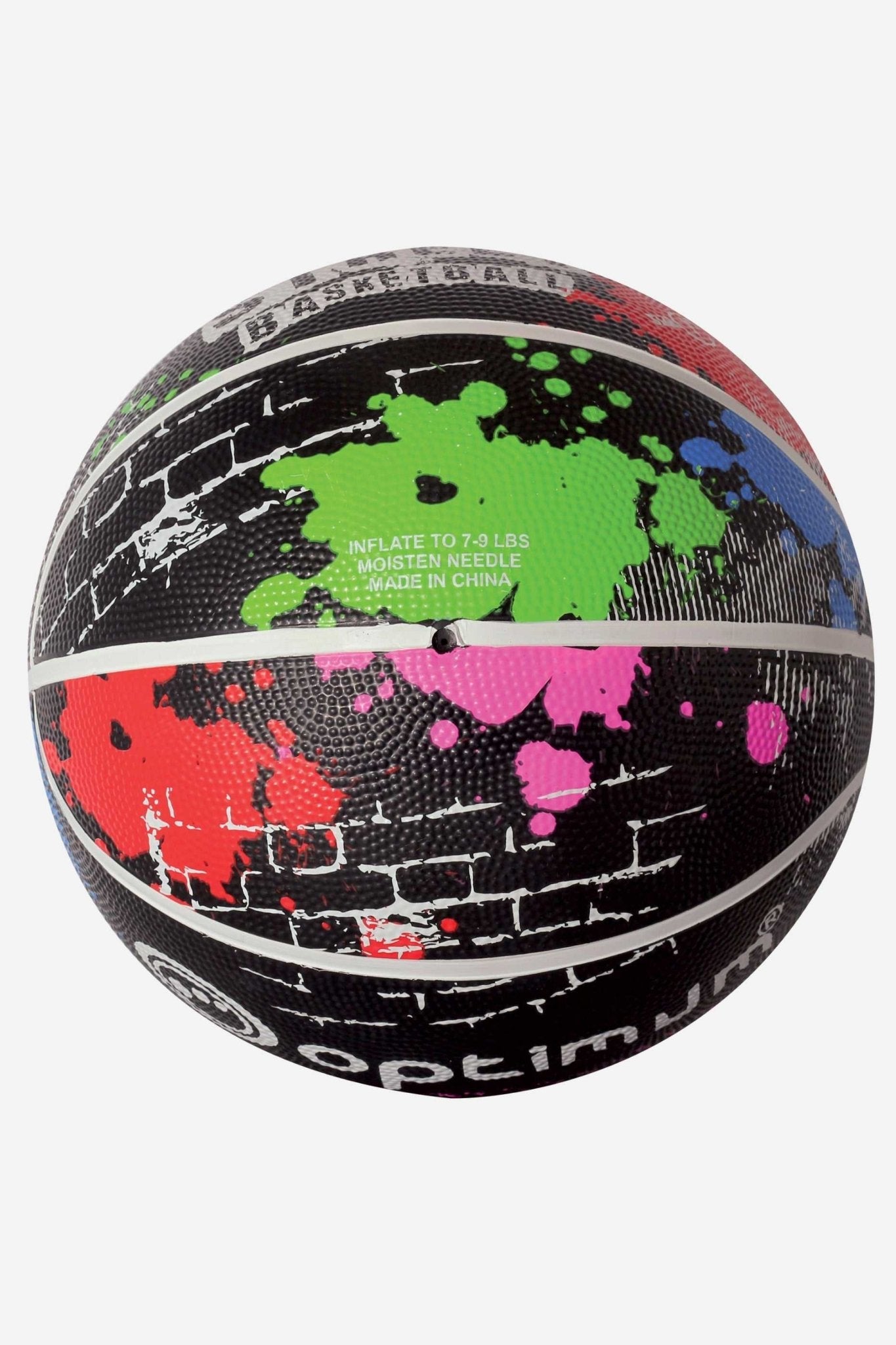 Black Street Basketball side view with green, pink and red paint splatters on white - Optimum