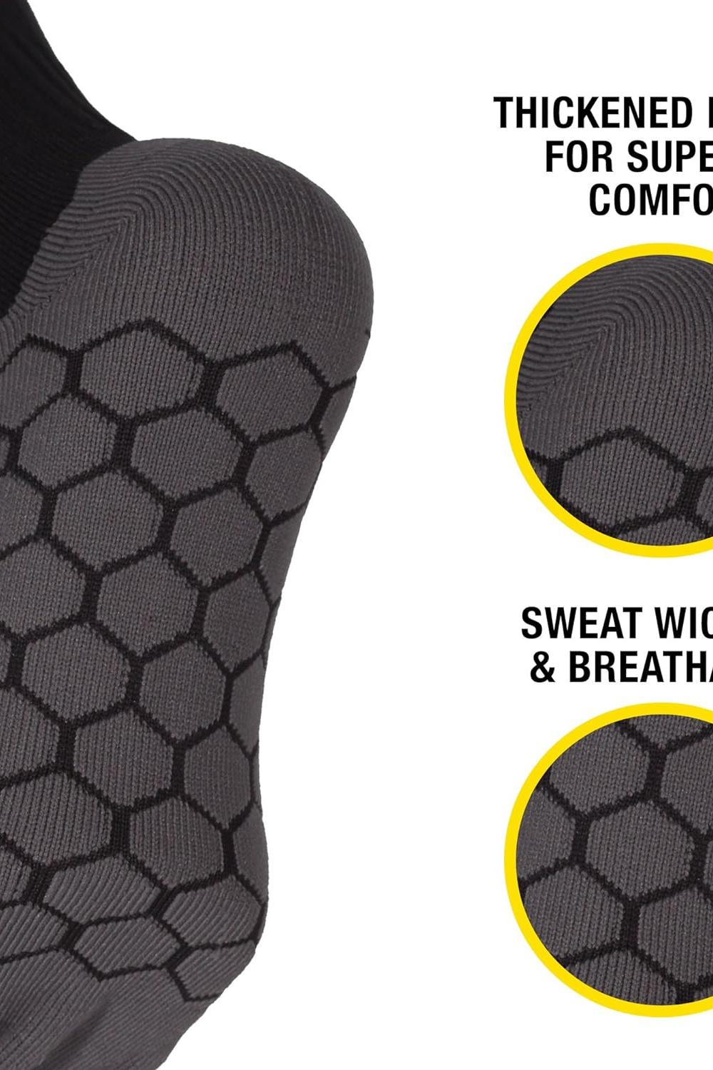 Black Classico sock feature graphic: thickened sole and sweat-wicking breathable footbed - Optimum