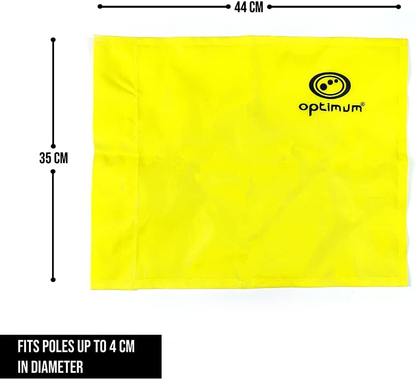Yellow Optimum corner flag with 44cm x 35cm size diagram, fits poles up to 4cm, on white - Optimum