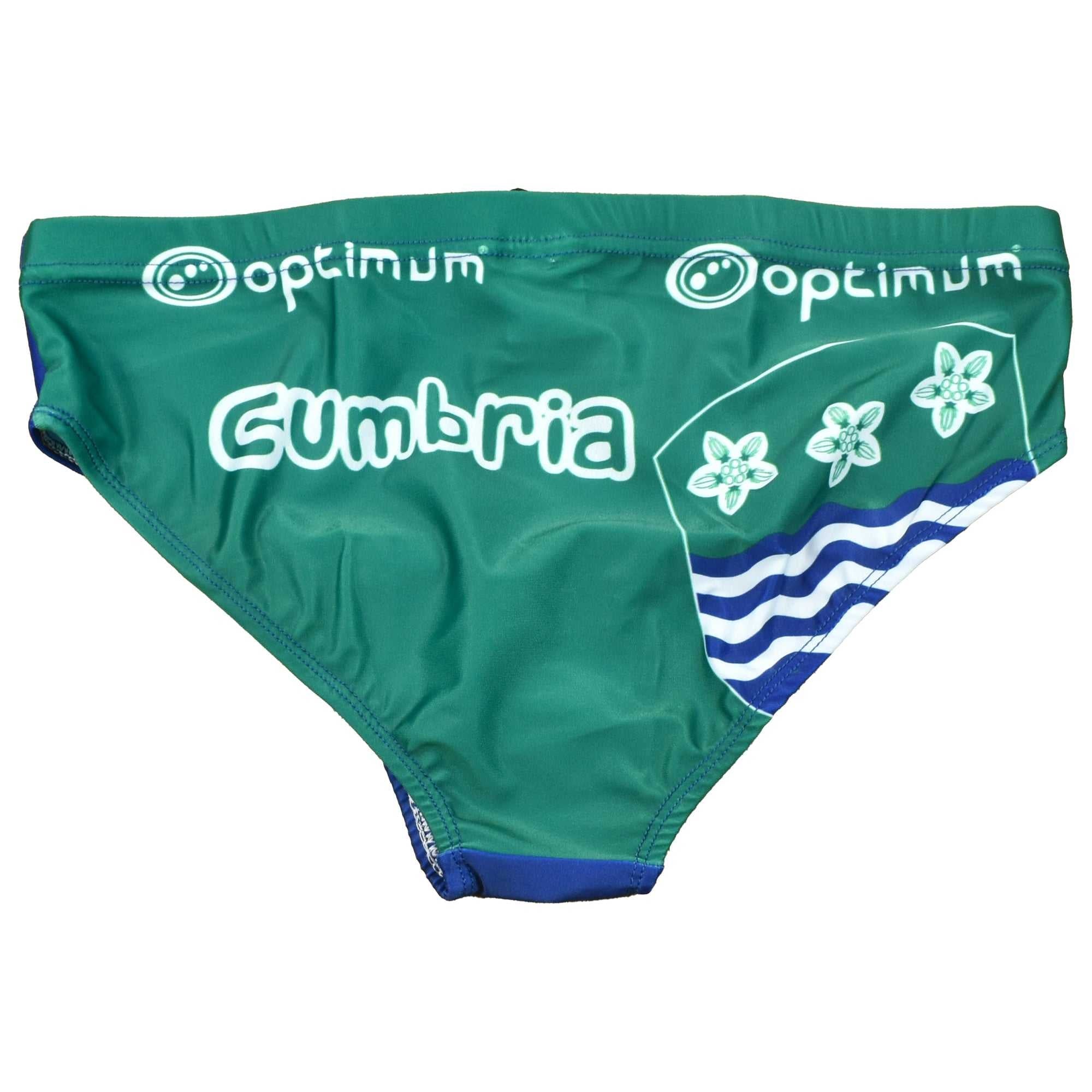 Green Optimum Cumbria tackle trunks with white logos, Cumbria text and county flag print, flat lay - Optimum