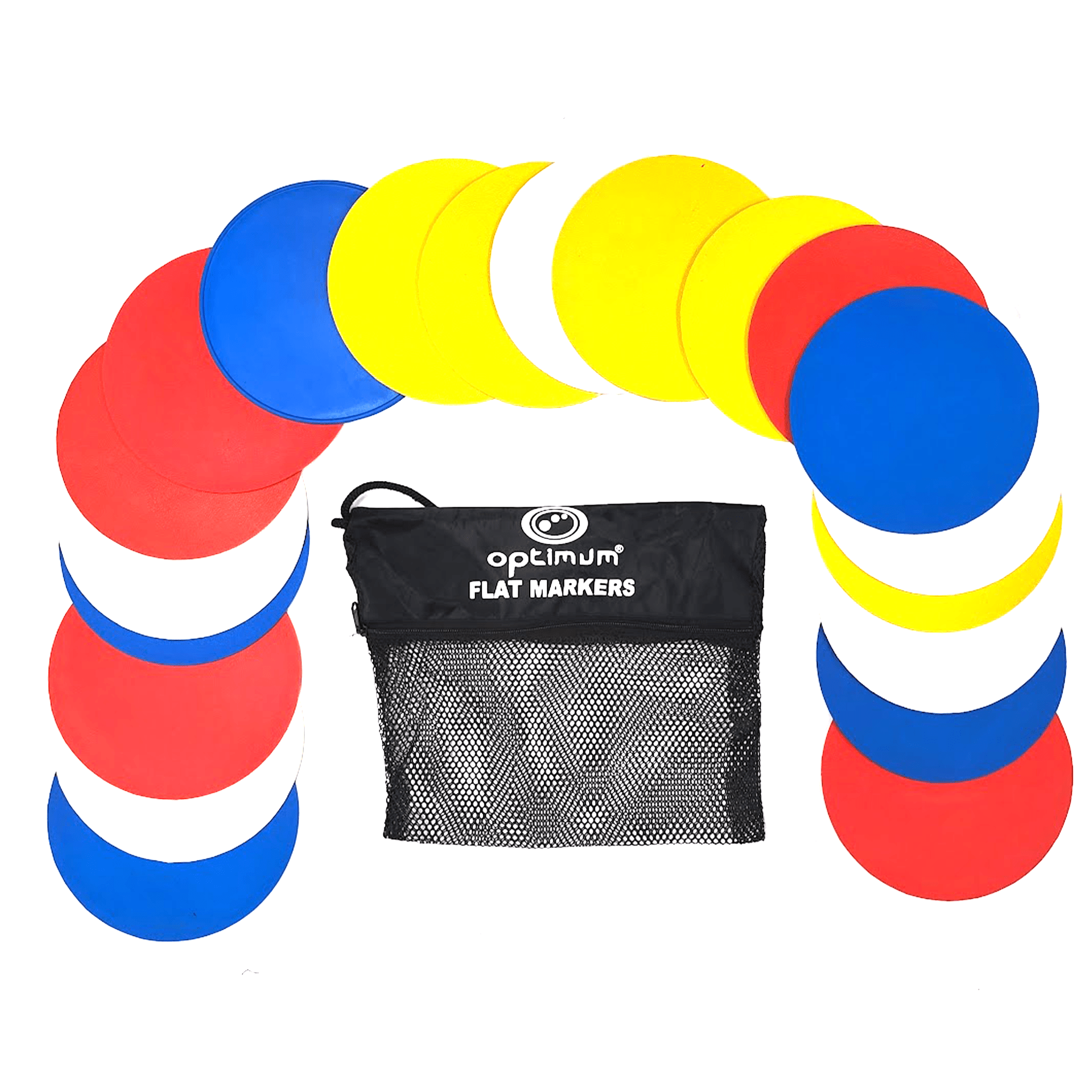 Flat Disc Training Markers – 20 Pack, Non-Slip 8" for Sports & Fitness - Optimum