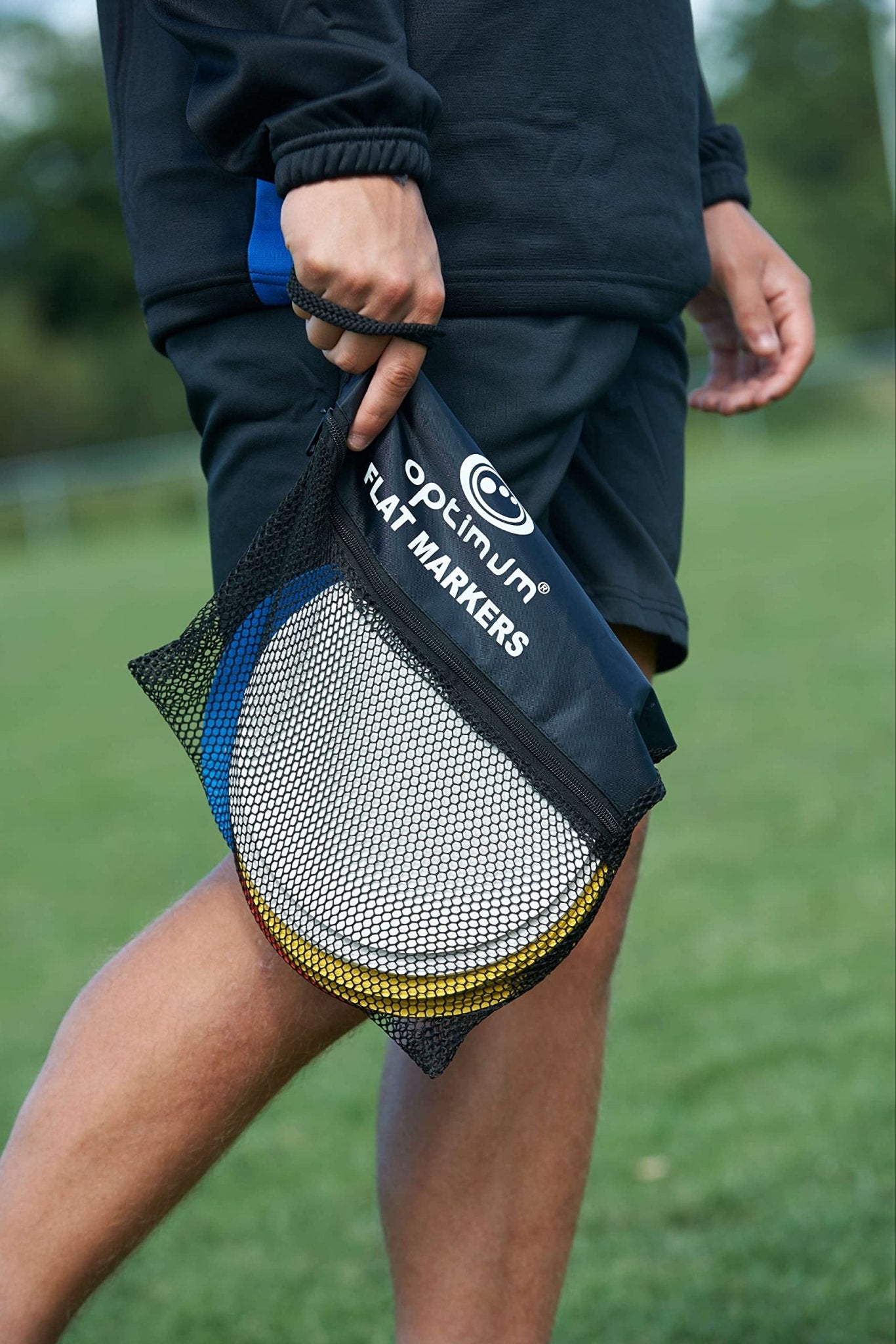 Flat Disc Training Markers – 20 Pack, Non-Slip 8" for Sports & Fitness - Optimum