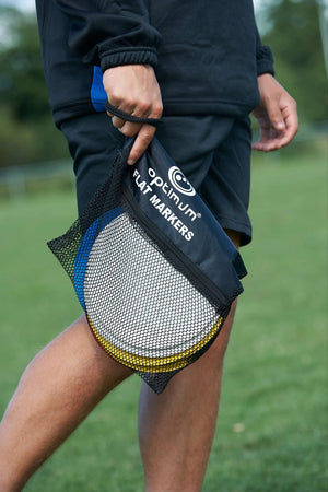Flat Disc Training Markers – 20 Pack, Non-Slip 8" for Sports & Fitness - Optimum