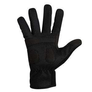 Black full-finger winter cycling glove, palm view with grippy padded palm, on white - Optimum