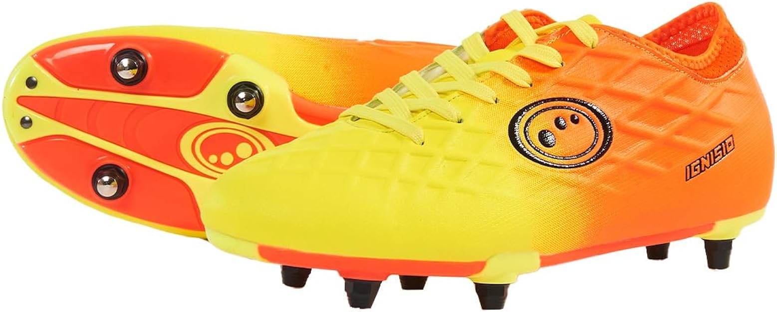 Ignisio Junior 6 Stud Football Boot – Lace-Up, Yellow/Orange - Optimum