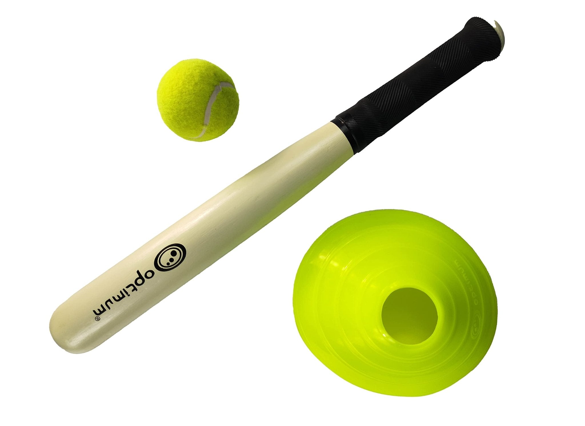 Rounders Set – Bat, Ball, 4 Cones & Bag for School or Garden Play - Optimum