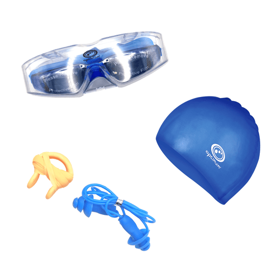 Optimum Swimming Bundle - Goggles, Cap, Ear Plugs - Optimum 2000