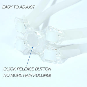 Close-up of clear quick-release buckle on Optimum swimming goggles strap, easy adjust feature - Optimum
