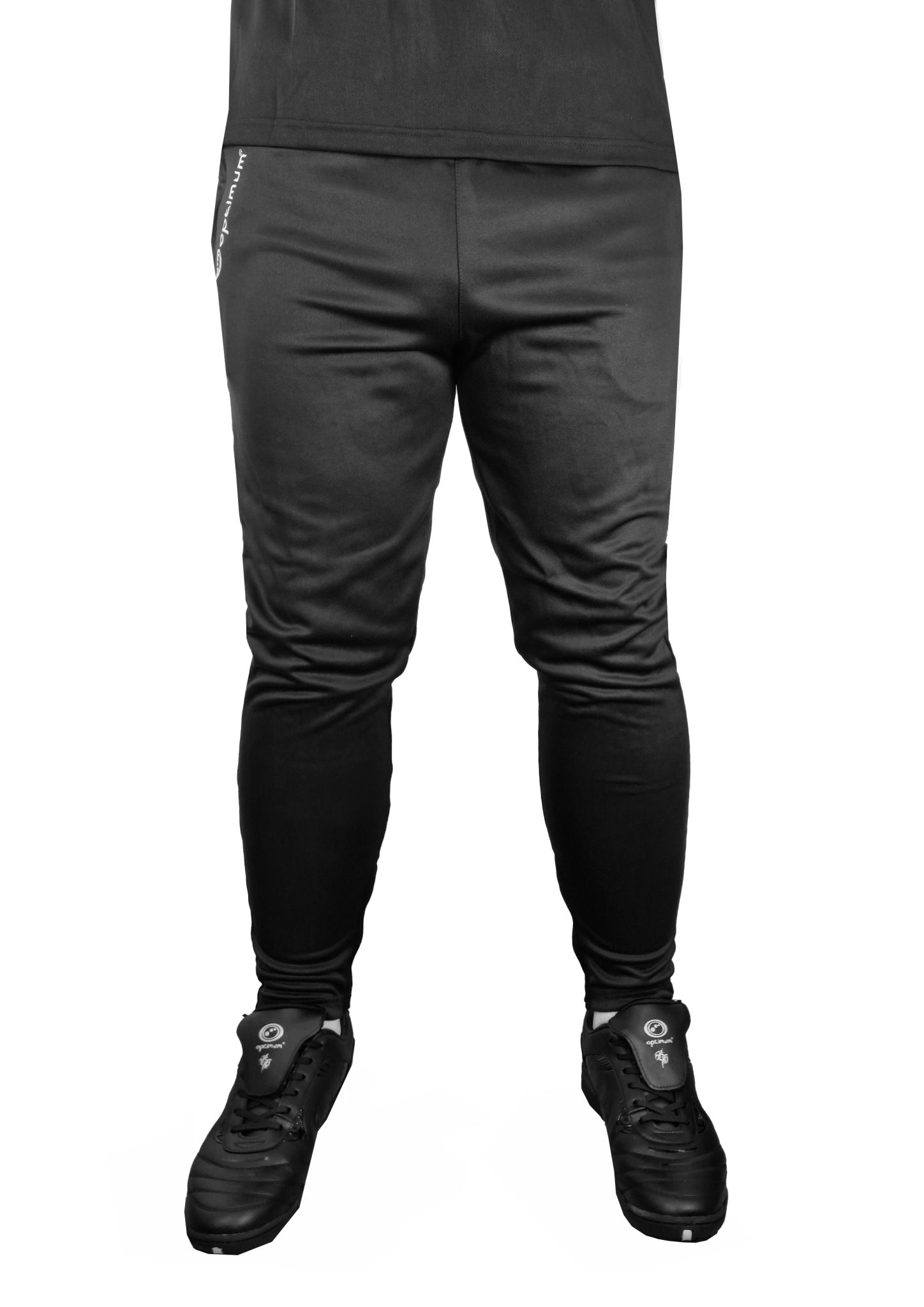 Optimum Tempo Skinny Tapered Jogging Bottoms Black - Optimum