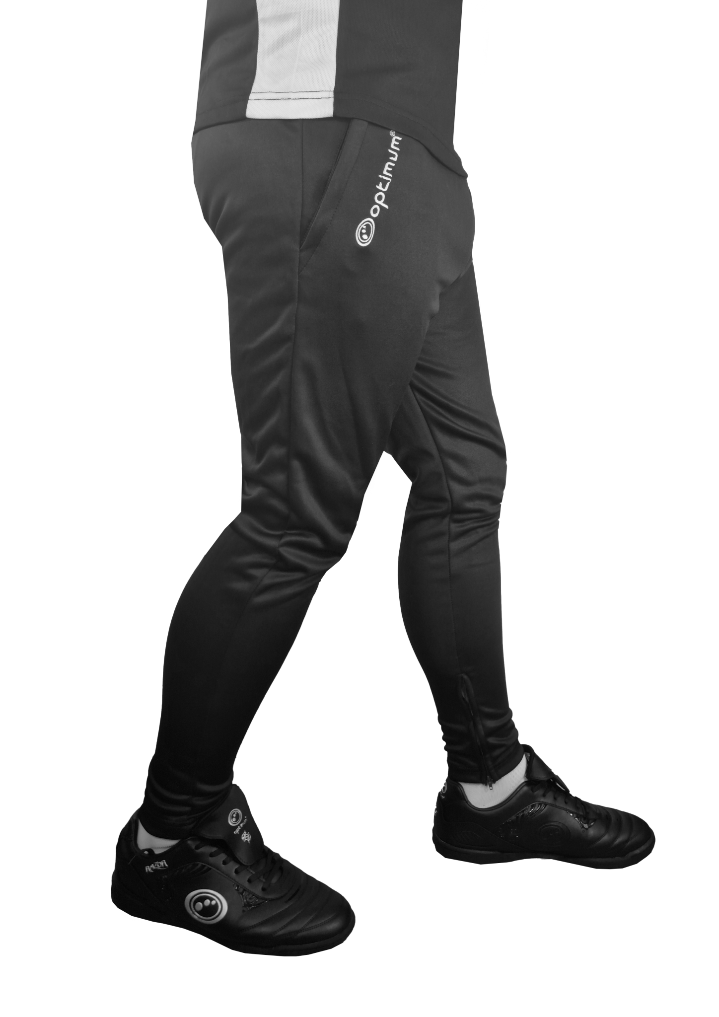 Optimum Tempo Skinny Tapered Jogging Bottoms Black - Optimum