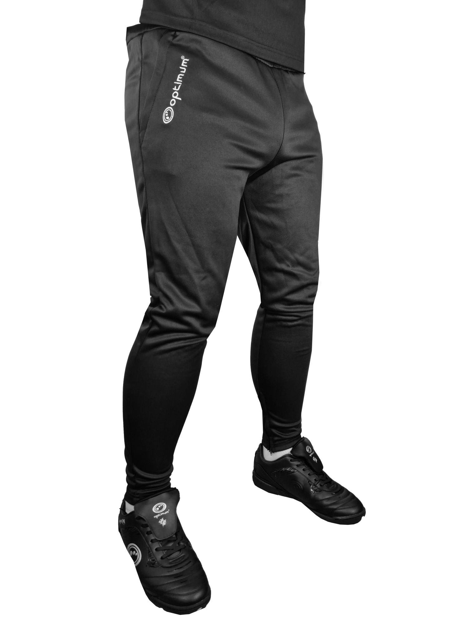 Optimum Tempo Skinny Tapered Jogging Bottoms Black - Optimum