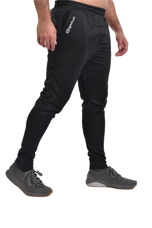 Tempo Skinny Tapered Tracksuit Bottoms – Black, Stretch, Durable - Optimum