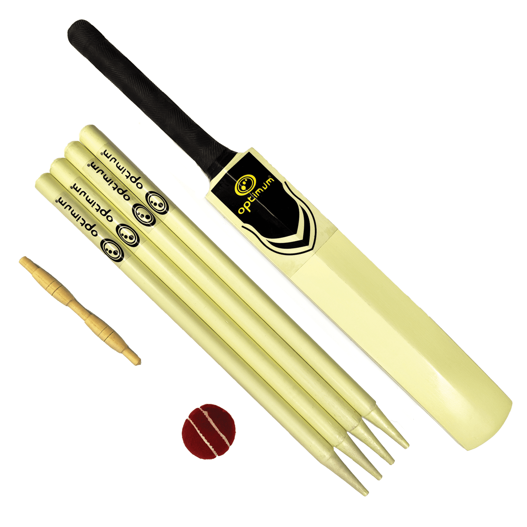 Wooden Cricket Set – Bat, Ball, Stumps & Carry Bag, All Ages - Optimum