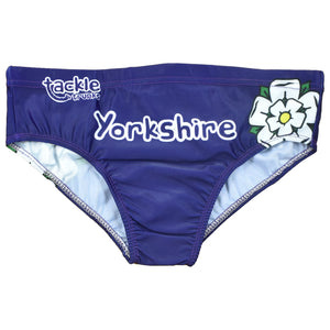 Navy Optimum Yorkshire tackle trunks with Tackle Trunks logo, text and white rose, flat lay - Optimum