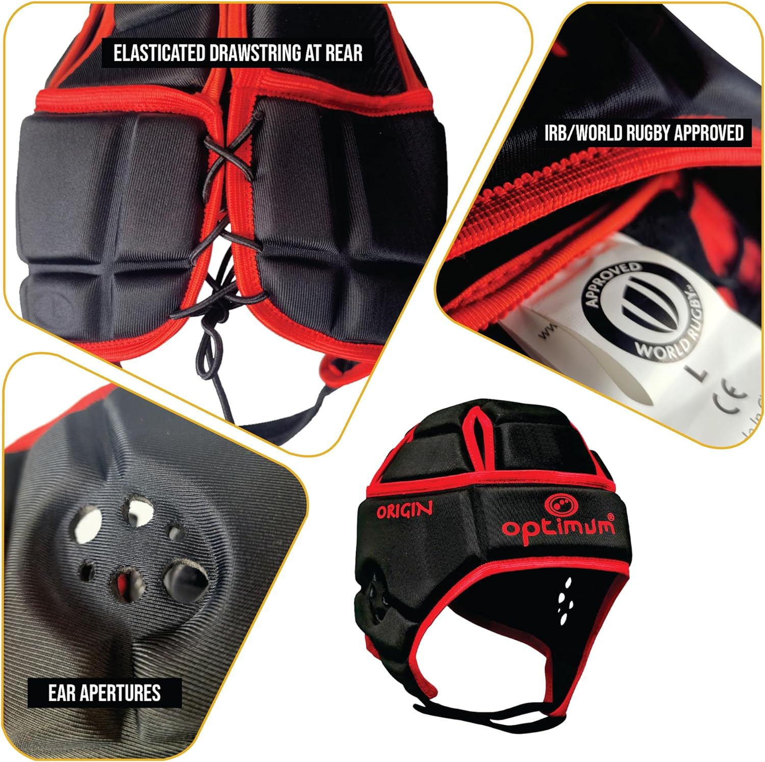 Origin Red Headguard – Lightweight, Impact Protection, Sizes XS- S- M- L- XL - Optimum