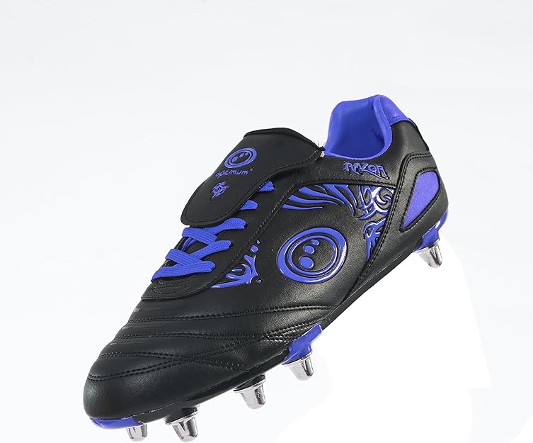 Senior Blue Razor Lace Up 8 Stud Rugby Boot - Optimum