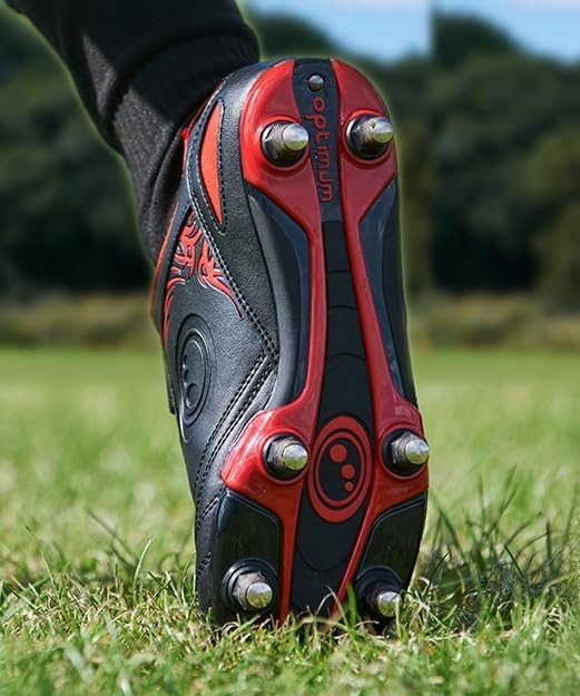 Senior Red Razor Lace Up 8 Stud Rugby Boot - Optimum