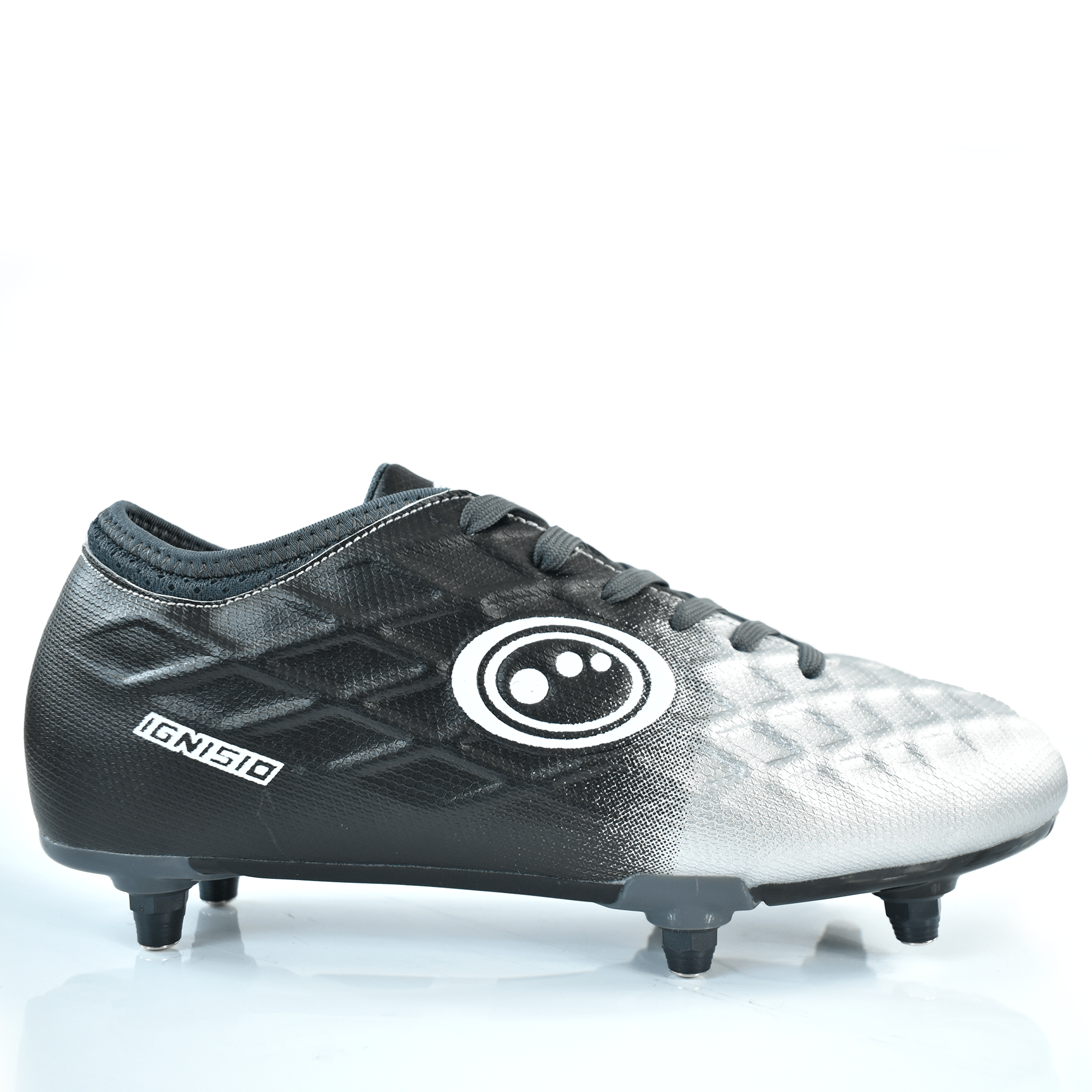 Senior Silver Fade Ignisio 6 Stud Football Boot – Lace-Up, Sizes 7-12 - Optimum
