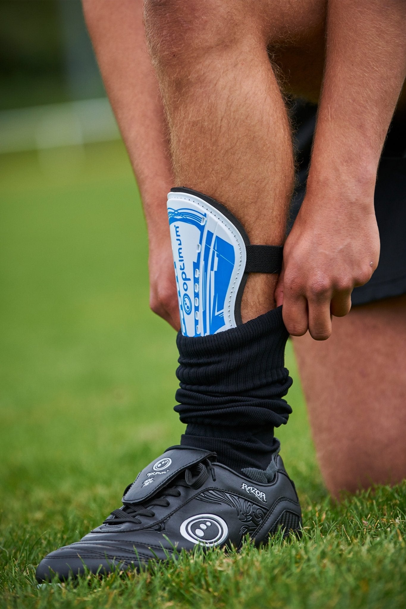 Velocidade Ankle Sock Shin Guards - Blue by Optimum Sport - Optimum